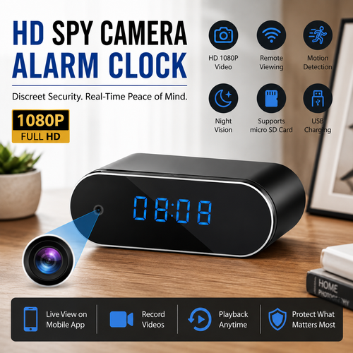 4K Spy Camera Mini Clock WiFi with Infrared Night Vision, Motion Detection, Remote Viewing