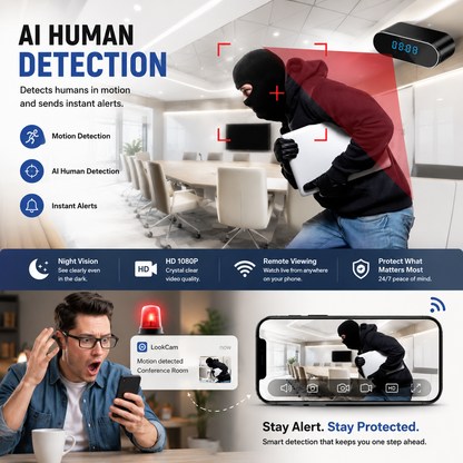 4K Spy Camera Mini Clock WiFi with Infrared Night Vision, Motion Detection, Remote Viewing