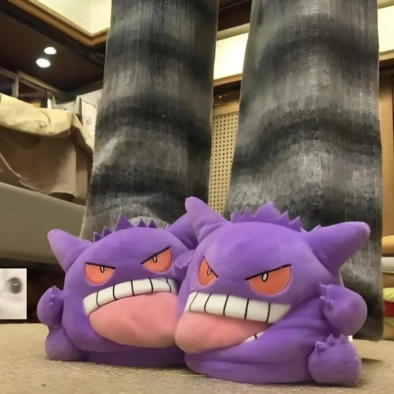 New Gengar Anime Figure Slippers Funny Tongue Out Design Soft Sole Cute Cozy Winter Warm Indoor Couple Home Slippers Toy Gifts