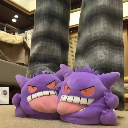 New Gengar Anime Figure Slippers Funny Tongue Out Design Soft Sole Cute Cozy Winter Warm Indoor Couple Home Slippers Toy Gifts