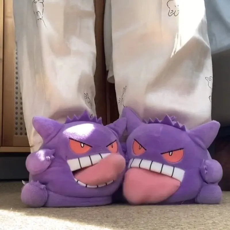 New Gengar Anime Figure Slippers Funny Tongue Out Design Soft Sole Cute Cozy Winter Warm Indoor Couple Home Slippers Toy Gifts