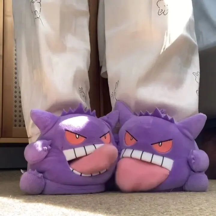 New Gengar Anime Figure Slippers Funny Tongue Out Design Soft Sole Cute Cozy Winter Warm Indoor Couple Home Slippers Toy Gifts
